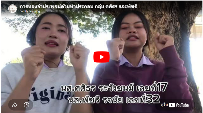 การท่องจำประพจน์ด้วยการใช้ท่าประกอบโดยศศิธรและพัชรี